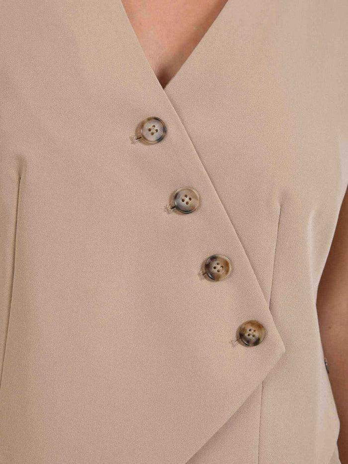 Coster Copenhagen Waistcoat with Asymmetrical Closure Beige Sand