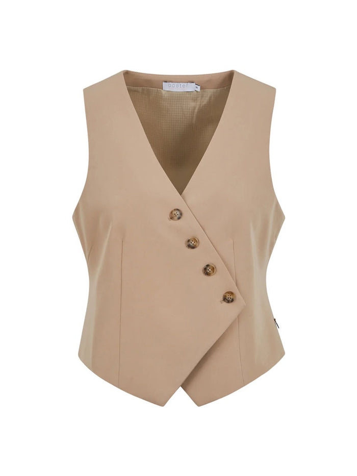 Coster Copenhagen Waistcoat with Asymmetrical Closure Beige Sand