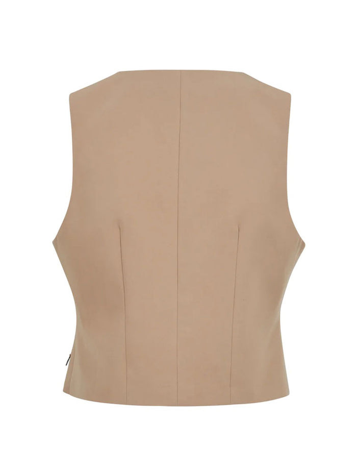 Coster Copenhagen Waistcoat with Asymmetrical Closure Beige Sand