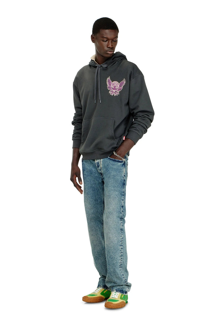 Cotton hoodie with flock and crack print