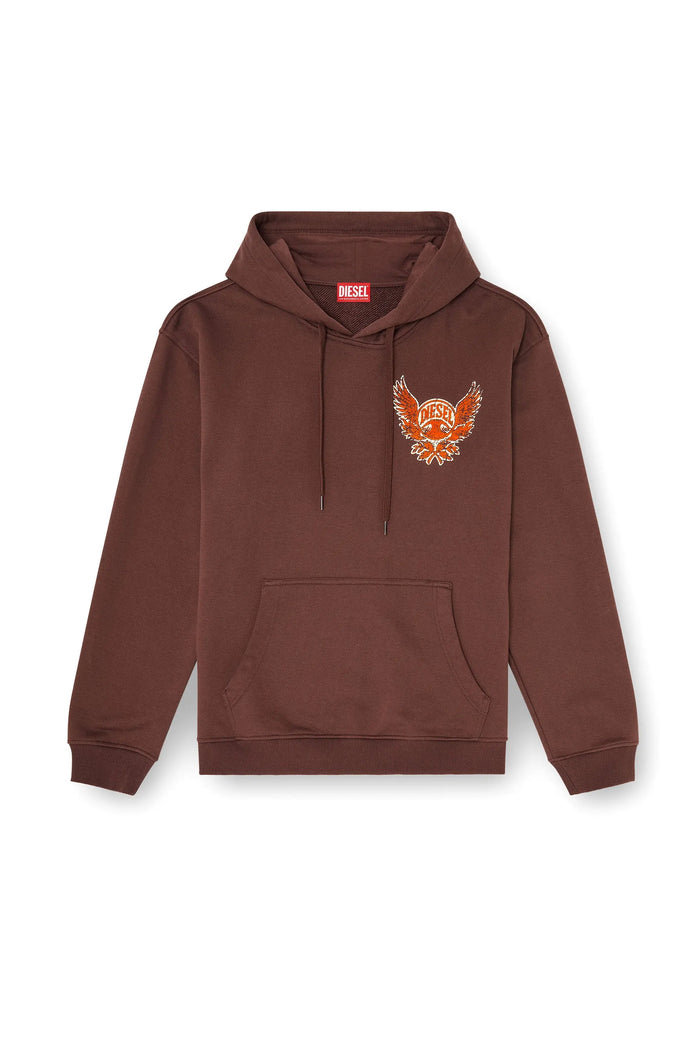 Cotton hoodie with flock and crack print