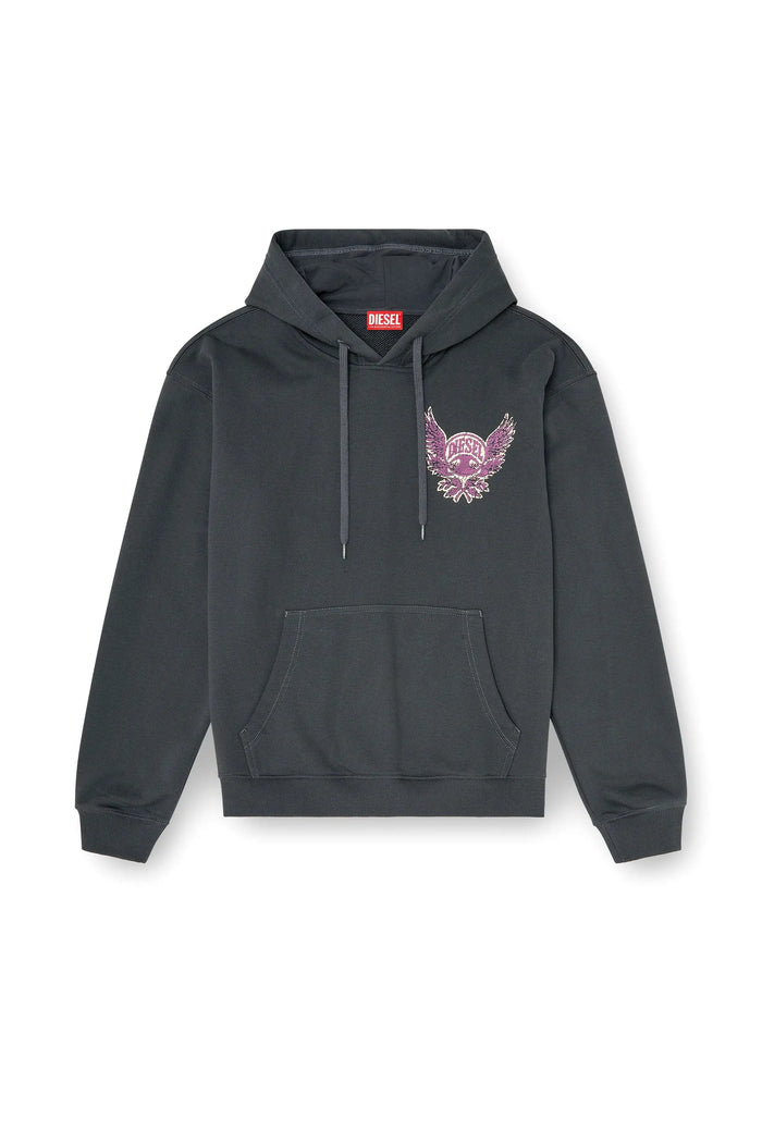Cotton hoodie with flock and crack print