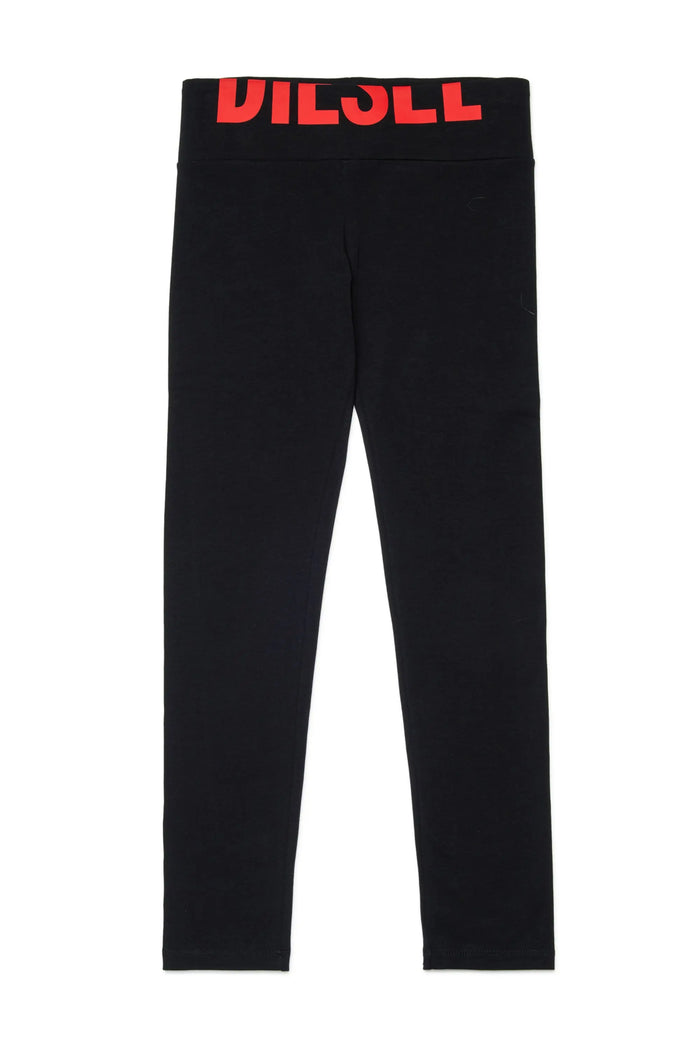 Cotton leggings with cut-off logo