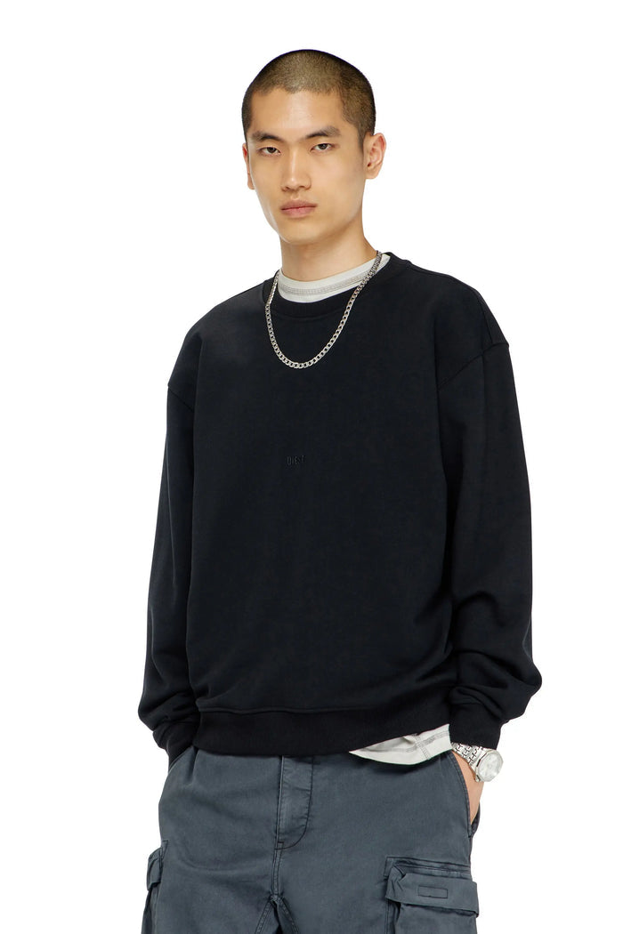 Cotton sweatshirt with micro logo embroidery