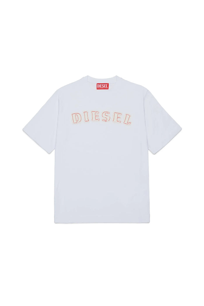 Cotton T-shirt with frayed-effect logo