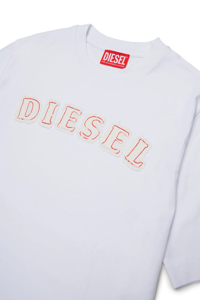 Cotton T-shirt with frayed-effect logo