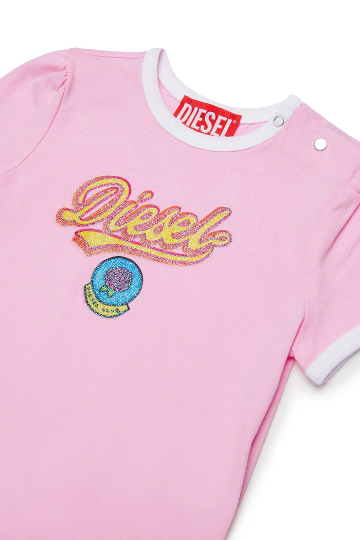 Cotton T-shirt with glitter-effect logo