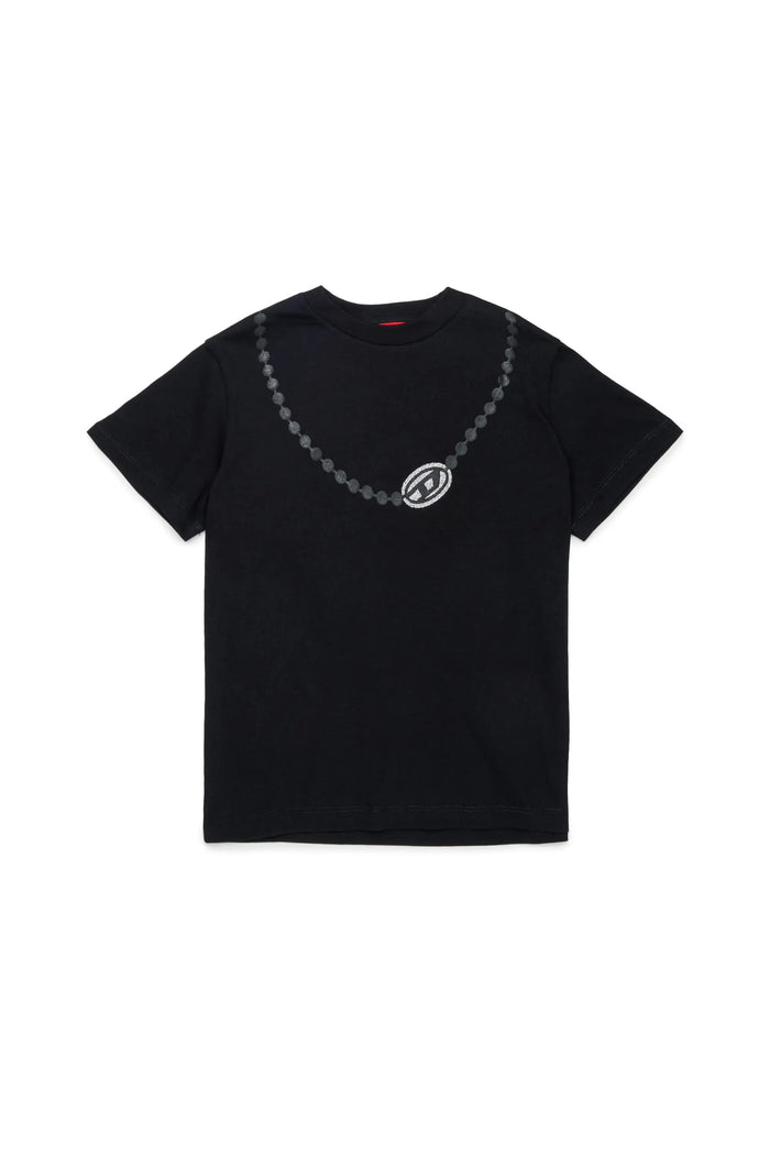 Cotton T-shirt with necklace print