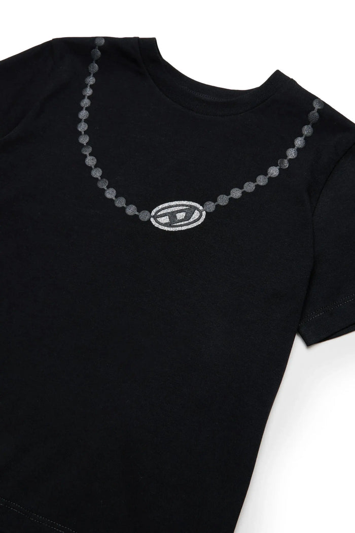 Cotton T-shirt with necklace print
