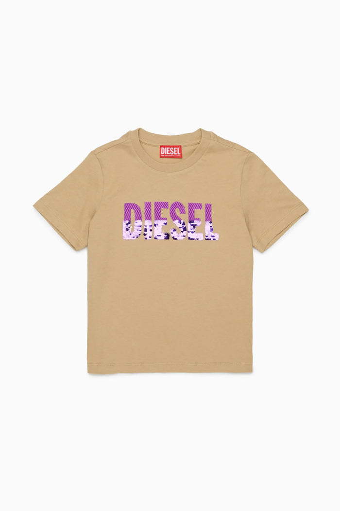 Cotton T-shirt with sequin logo
