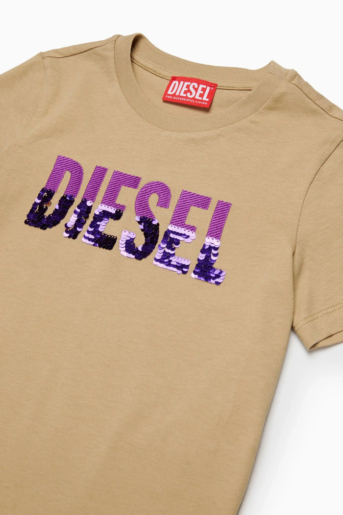 Cotton T-shirt with sequin logo