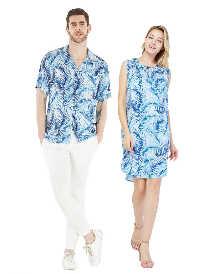 Couple Matching Maui Set in Simply Blue Leaf