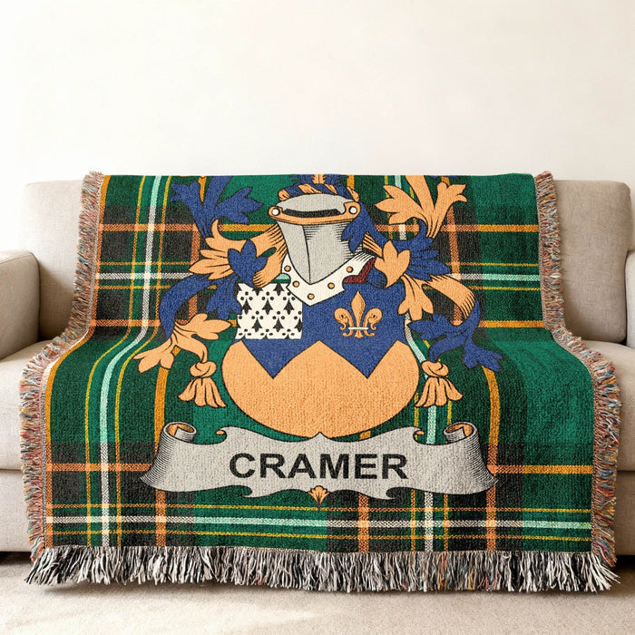 Cramer crest woven into an Irish National Tartan cotton throw