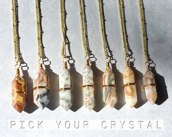 Crazy Lace Agare Gold Crystal Point Necklace