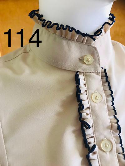 Cream & Navy Long Sleeved Ruffle Shirts Adults (114)