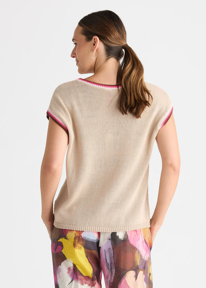 Crochet Trim Tank - Raspberry