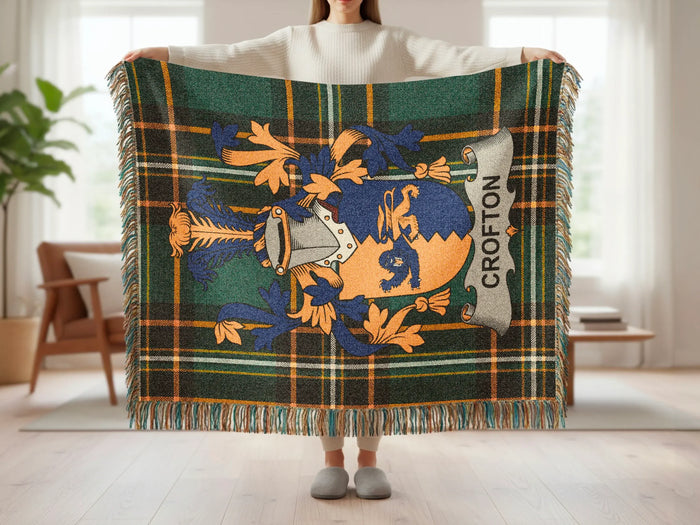 Feature panel for the Crofton 100% cotton woven blanket.