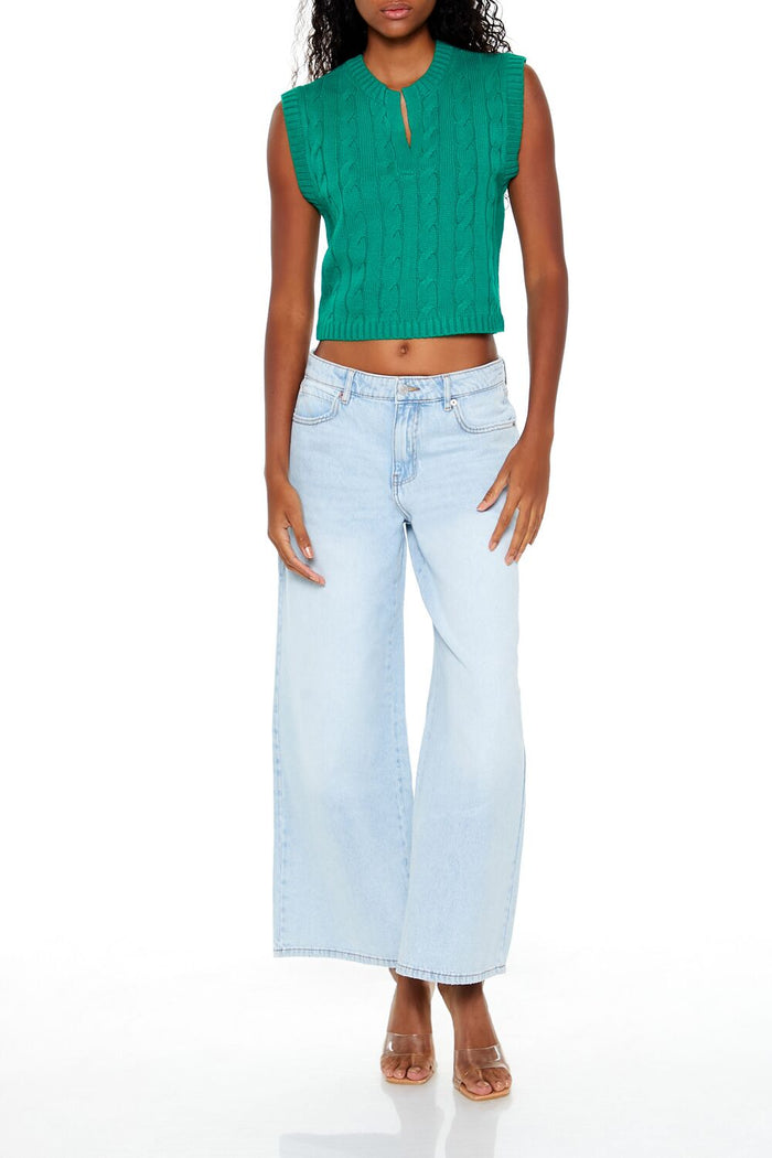 Cropped Cable Knit Sweater Vest