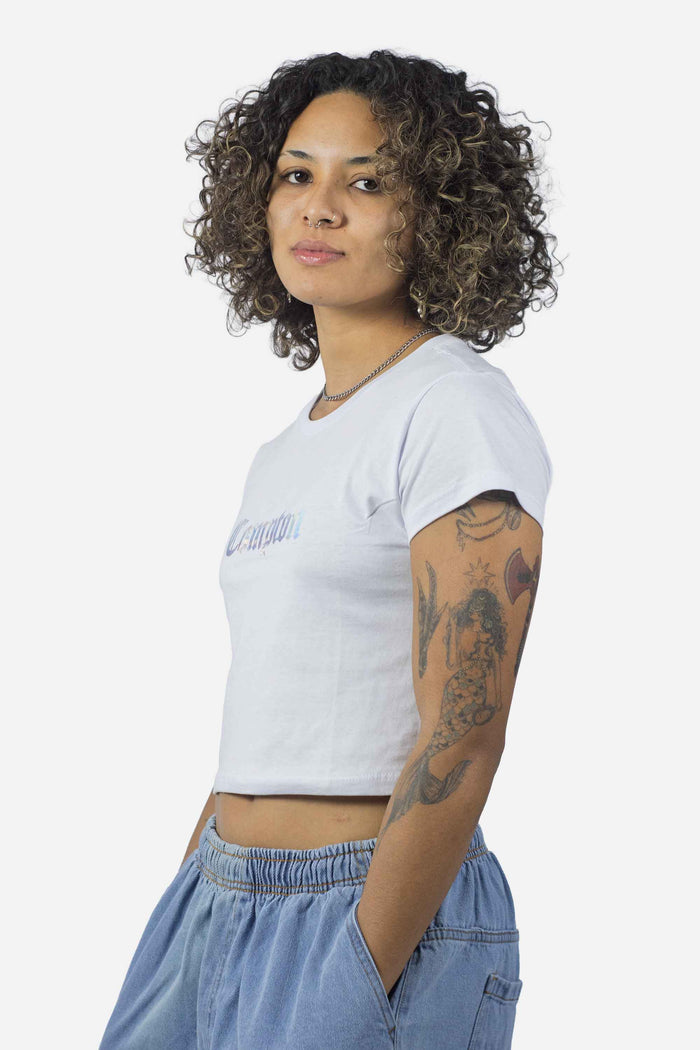 Cropped Compton Logo holográfico Branco - COMPTON