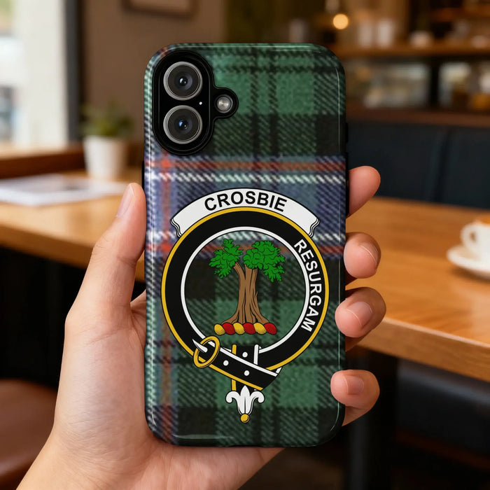 Crosbie Resurgam Plaid Phone Case with Clan Crest