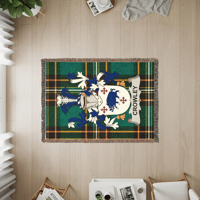 The three available sizes of the Crowley woven cotton blanket