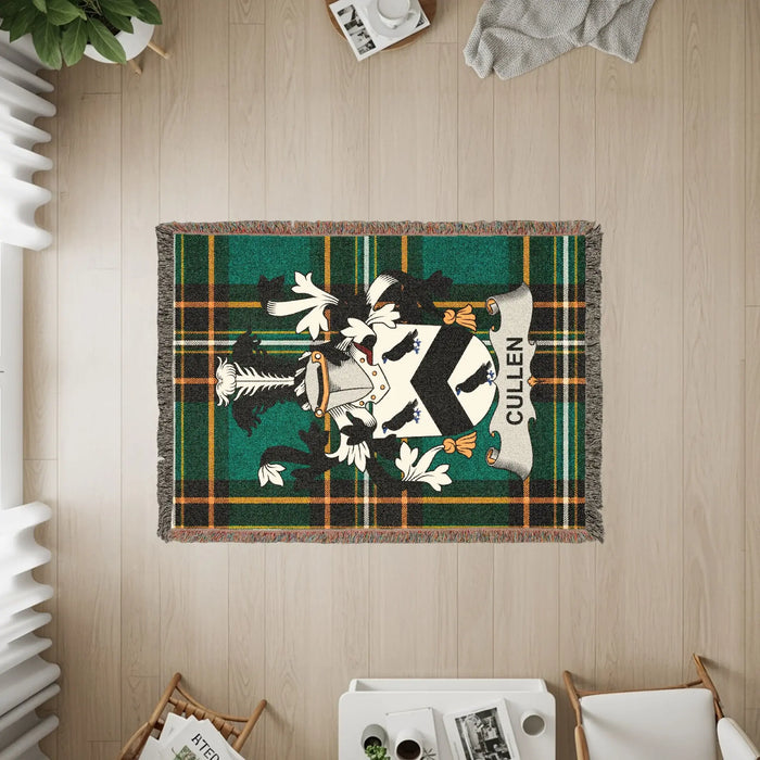 The three available sizes of the Cullen woven cotton blanket.