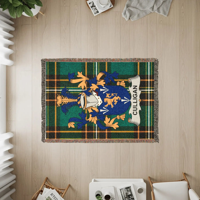 The three sizes available for the Culligan woven cotton blanket.