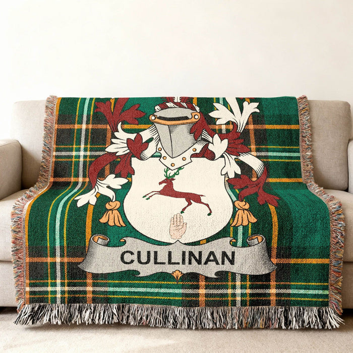 Cullinan crest woven through an Irish National Tartan throw.
