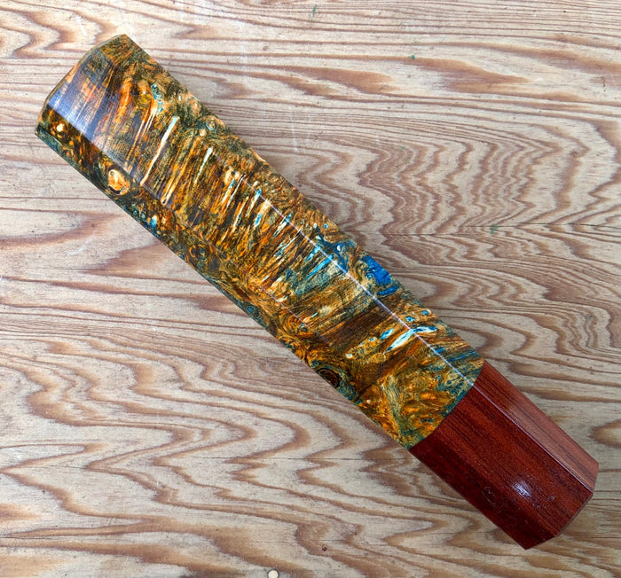 Custom Japanese Knife handle (wa handle)  for 165-210mm  - Dyed box elder burl