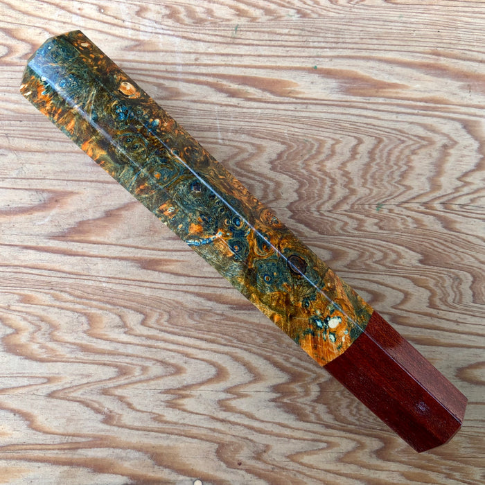 Custom Japanese Knife handle (wa handle)  for 165-210mm  - Dyed box elder burl