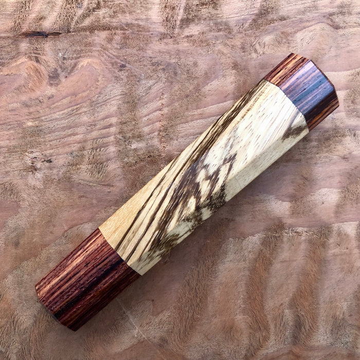 Custom Japanese Knife handle (wa handle)  for 165-210mm  - Zebrawood and cocobolo
