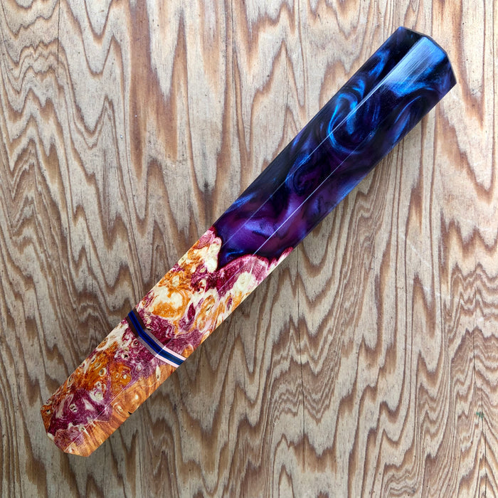 Custom Japanese Knife handle (wa handle)  for 210mm  - box elder burl hybrid
