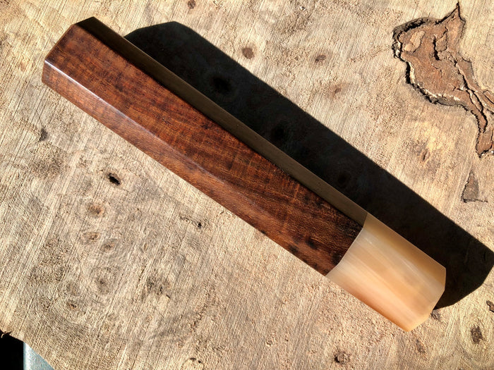 Custom Japanese Knife handle (wa handle)  for 240mm - Curly Siamese rosewood and blonde