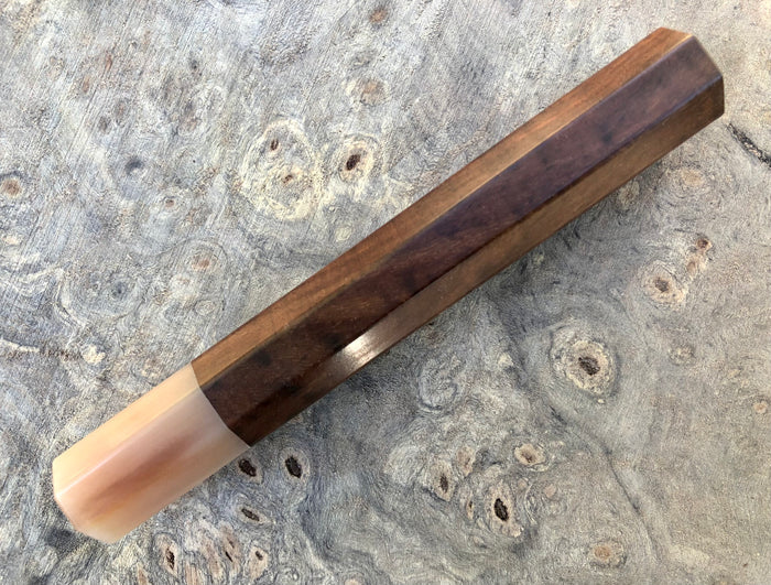 Custom Japanese Knife handle (wa handle)  for 240mm - Curly Siamese rosewood and blonde
