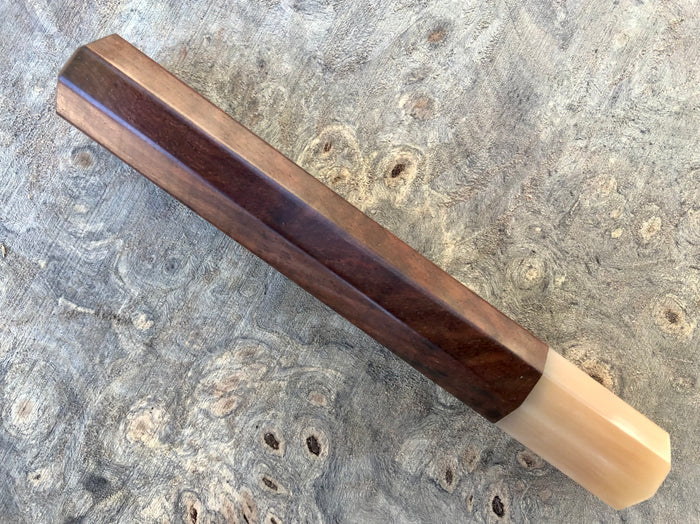 Custom Japanese Knife handle (wa handle)  for 240mm - Curly Siamese rosewood and blonde