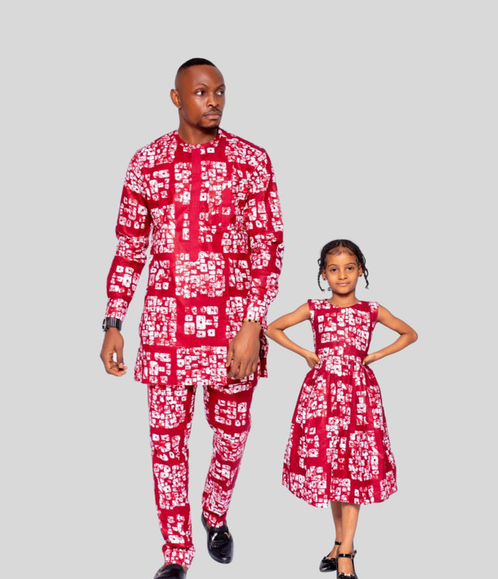 Daddy & Daughter Togetherness Bundle in Red and White African Print
