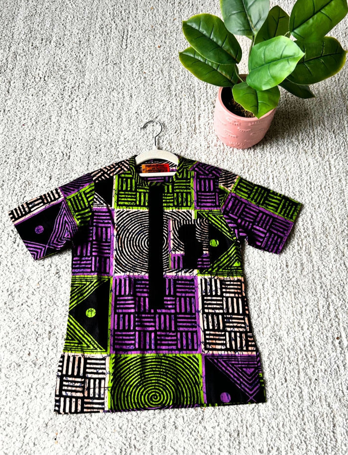 Dejo Boys African Co-Ord Set in with Black Matching Pants