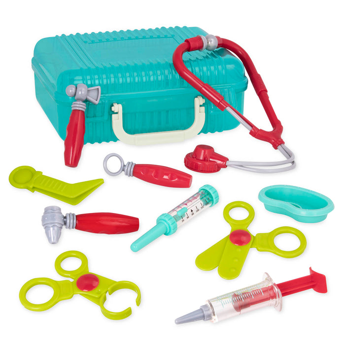 A toy doctor kit for pretend play.