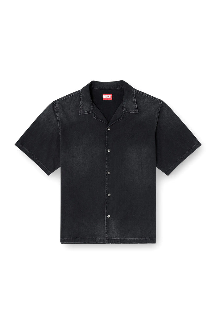 Denim short-sleeve shirt