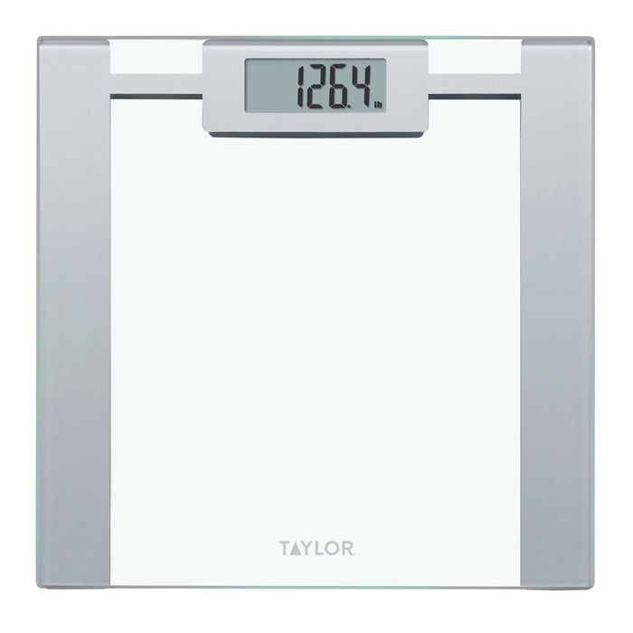 Digital glass scale with grey accents viewed from above showing Taylor branding