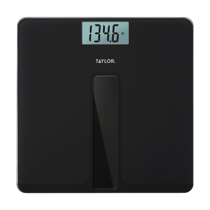 Black digital bath scale with a large display and the Taylor logo on the front.