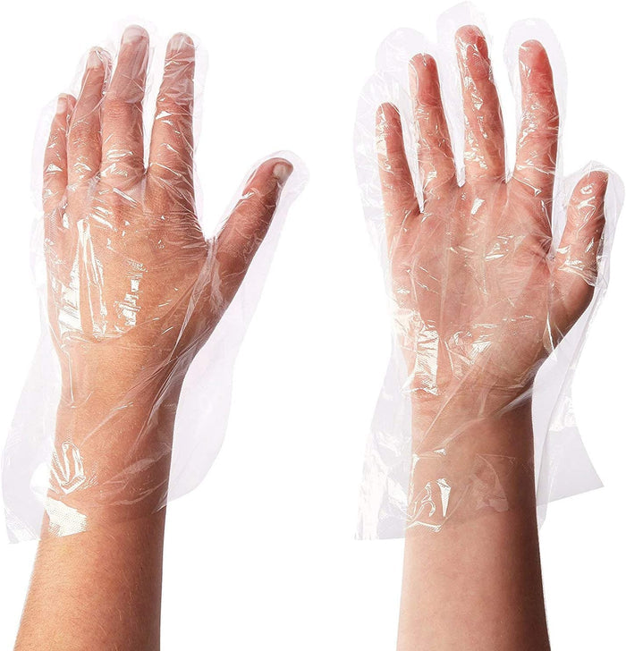 Disposable PE Plastic Gloves / BPA - Rubber - Latex Free / Food Preparation - Cleaning Poly Gloves Size Large Box of 500