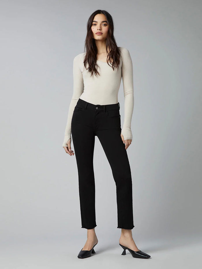 DL1961 Mara Straight Ankle Jeans Black Peached Raw