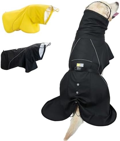 Dog Poncho with Reflective Strap and Transparent Hat Brim (Medium) Rain Covers for Dogs Pet Clever