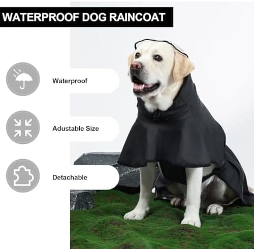 Dog Poncho with Reflective Strap and Transparent Hat Brim (Medium) Rain Covers for Dogs Pet Clever