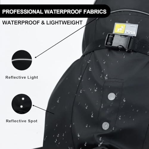 Dog Poncho with Reflective Strap and Transparent Hat Brim (Medium) Rain Covers for Dogs Pet Clever