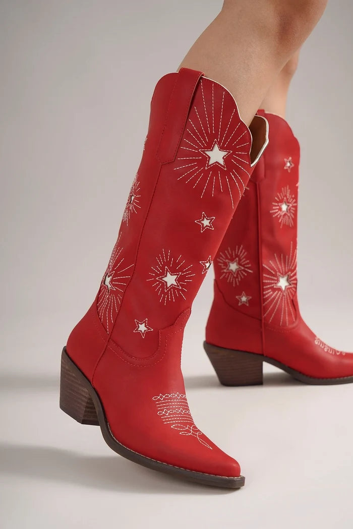 DOORBUSTER Star Worthy Western Boots *Red/White Stars - Deer Creek Mercantile
