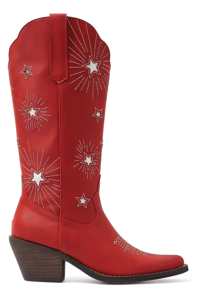 DOORBUSTER Star Worthy Western Boots *Red/White Stars - Deer Creek Mercantile