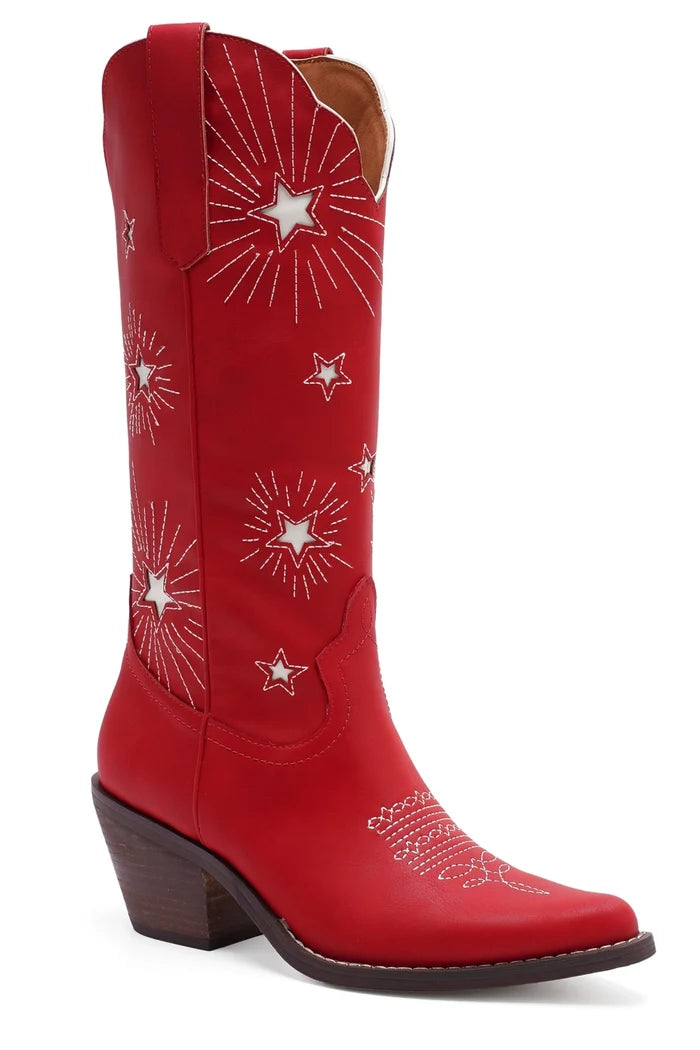 DOORBUSTER Star Worthy Western Boots *Red/White Stars - Deer Creek Mercantile