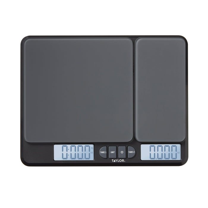 Dual Platform Kitchen Scale with two large gray weighing platforms and a digital readout